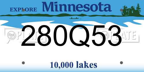 280Q53 Minnesota License Plate