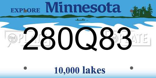280Q83 Minnesota License Plate