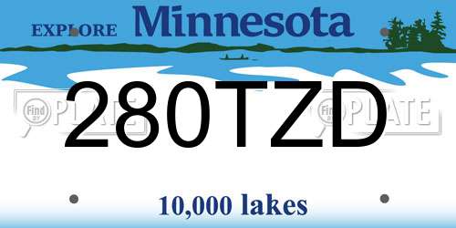 280TZD Minnesota License Plate