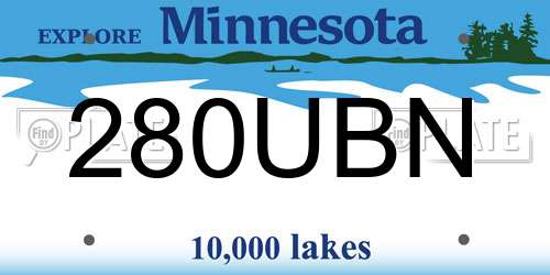 280UBN Minnesota License Plate