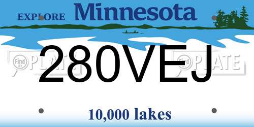 280VEJ Minnesota License Plate