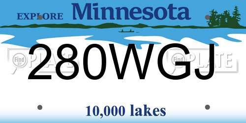 280WGJ Minnesota License Plate