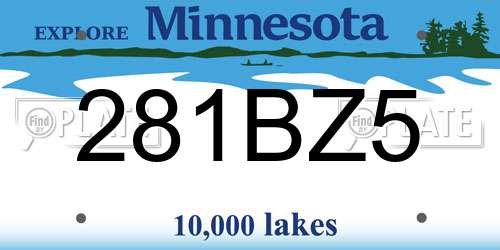 281BZ5 Minnesota License Plate