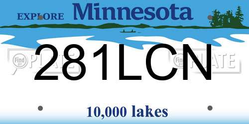281LCN Minnesota License Plate