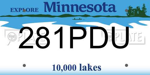 281PDU Minnesota License Plate