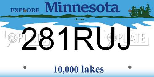 281RUJ Minnesota License Plate