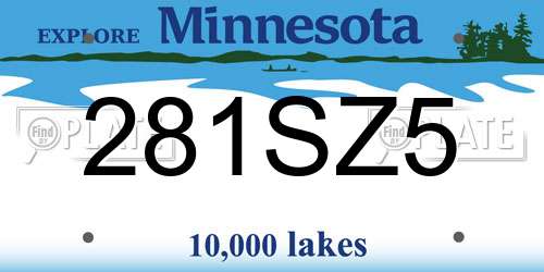 281SZ5 Minnesota License Plate
