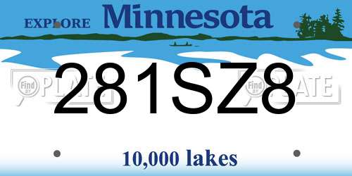 281SZ8 Minnesota License Plate