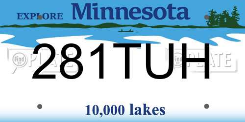 281TUH Minnesota License Plate