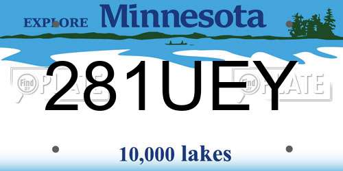 281UEY Minnesota License Plate