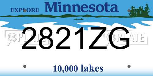 2821ZG Minnesota License Plate