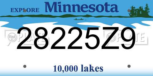 28225Z9 Minnesota License Plate