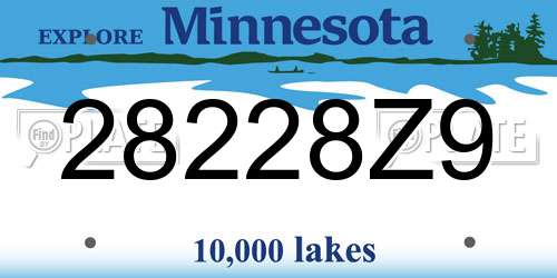 28228Z9 Minnesota License Plate