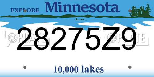 28275Z9 Minnesota License Plate
