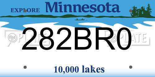 282BR0 Minnesota License Plate