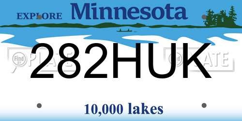 282HUK Minnesota License Plate
