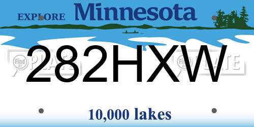 282HXW Minnesota License Plate