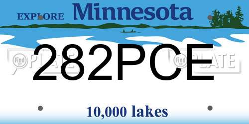282PCE Minnesota License Plate
