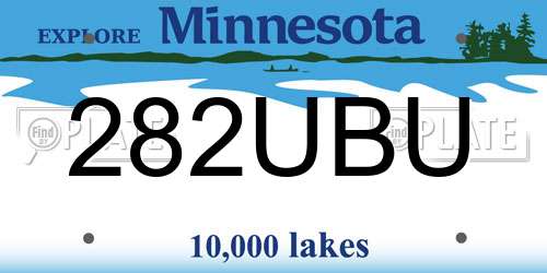 282UBU Minnesota License Plate