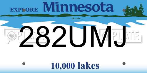 282UMJ Minnesota License Plate
