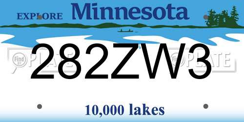 282ZW3 Minnesota License Plate