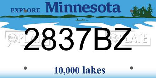 2837BZ Minnesota License Plate