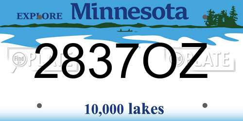 2837OZ Minnesota License Plate