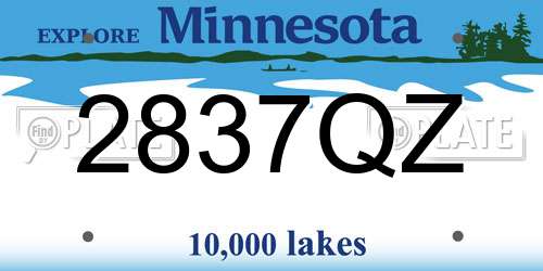 2837QZ Minnesota License Plate