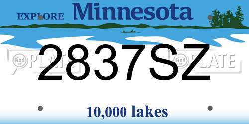 2837SZ Minnesota License Plate