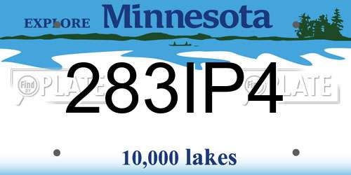 283IP4 Minnesota License Plate