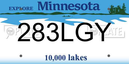 283LGY Minnesota License Plate