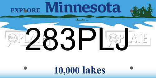 283PLJ Minnesota License Plate