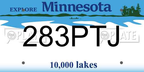 283PTJ Minnesota License Plate