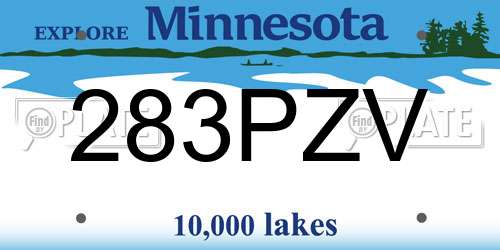 283PZV Minnesota License Plate