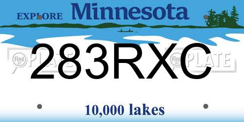 283RXC Minnesota License Plate