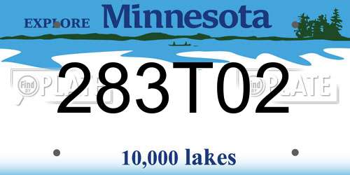 283T02 Minnesota License Plate