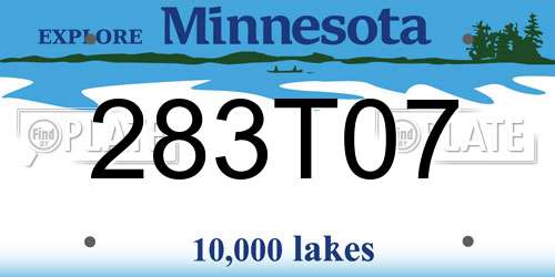 283T07 Minnesota License Plate
