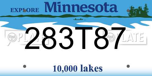 283T87 Minnesota License Plate