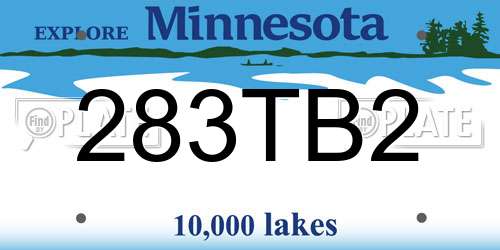 283TB2 Minnesota License Plate