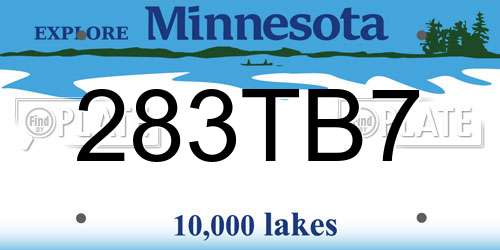 283TB7 Minnesota License Plate
