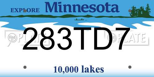 283TD7 Minnesota License Plate