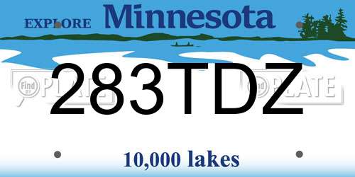 283TDZ Minnesota License Plate
