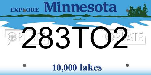283TO2 Minnesota License Plate