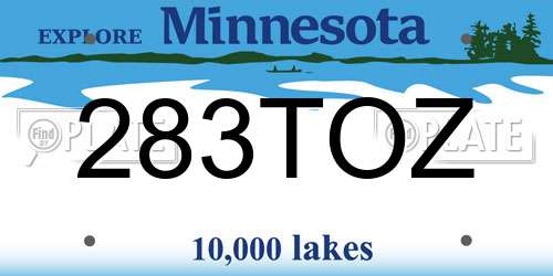 283TOZ Minnesota License Plate