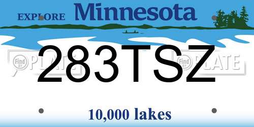283TSZ Minnesota License Plate