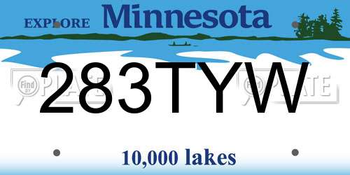 283TYW Minnesota License Plate