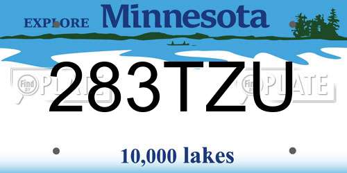 283TZU Minnesota License Plate