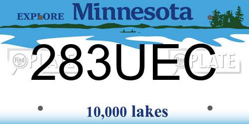 283UEC Minnesota License Plate