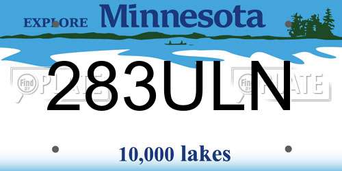 283ULN Minnesota License Plate