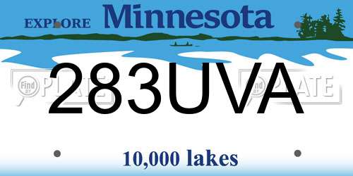 283UVA Minnesota License Plate